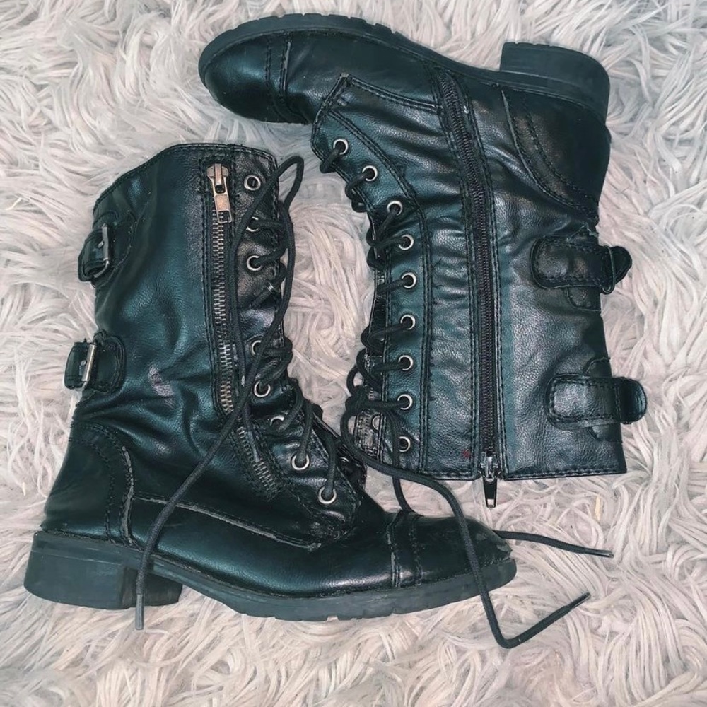 Black combat boots
